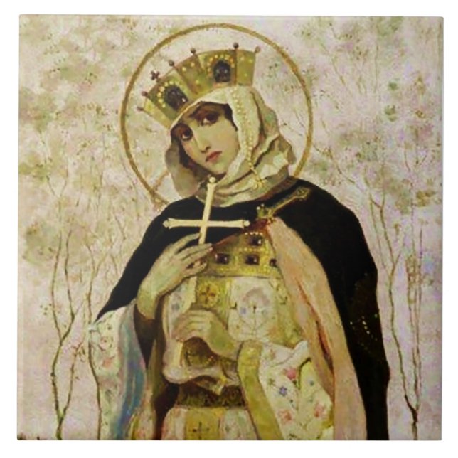 “St Olga” by Mikhail Nesterov Tile (Front)