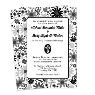 St. Olga Cross Floral Orthodox Wedding Invitations