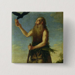 St. Onuphrius (oil on canvas) 2 Inch Square Button