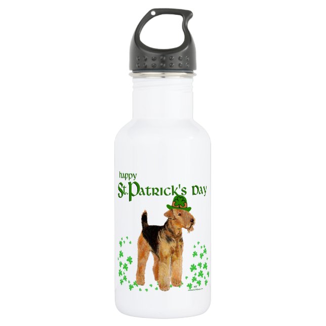 St Paddys Day Airedale 532 Ml Water Bottle (Front)