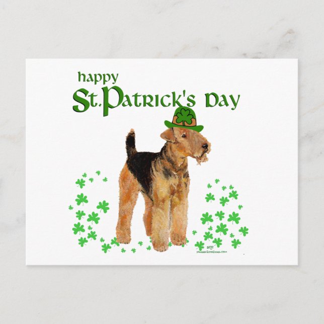 St Paddys Day Airedale Postcard (Front)
