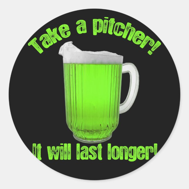St. Paddy's Day Beer Pitcher Classic Round Sticker (Front)