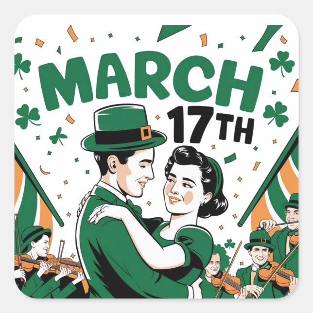 St. Paddy's Day dacing folklore Square Sticker (Front)