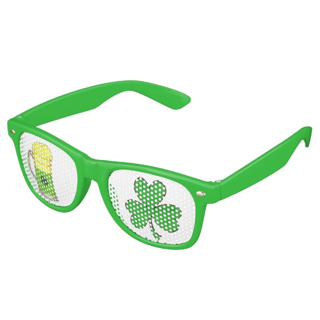 St. Paddy's Day Green Beer + Shamrock Sunglasses (Angled)