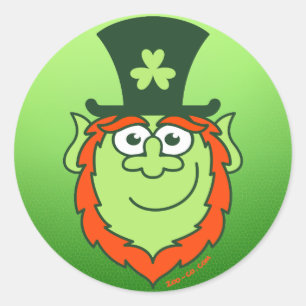 St Paddy's Day Leprechaun Smiling Classic Round Sticker