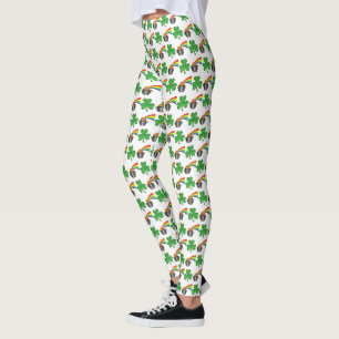 St. Paddy's Day Lucky Pot of Gold Rainbow Shamrock Leggings