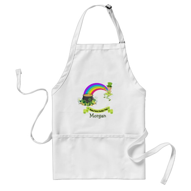 St Paddys Day Pot of Gold at the end of rainbow Standard Apron (Front)