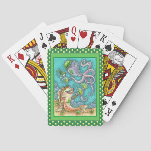 St. PADDY'S FISH AND OCTOPUS CHEERS TO GREEN BEER Playing Cards