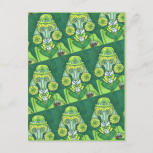 ST. PADDY'S IRISH GREEN FRENCH POODLE, LUCKY DOG HOLIDAY POSTCARD