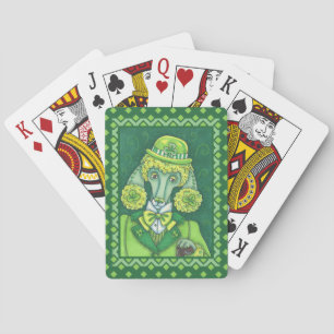 ST. PADDY'S IRISH GREEN FRENCH POODLE, LUCKY DOG PLAYING CARDS