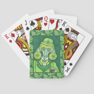 ST. PADDY'S IRISH GREEN FRENCH POODLE, LUCKY DOG PLAYING CARDS