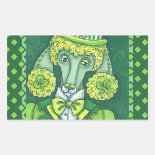 ST. PADDY'S IRISH GREEN FRENCH POODLE, LUCKY DOG STICKER