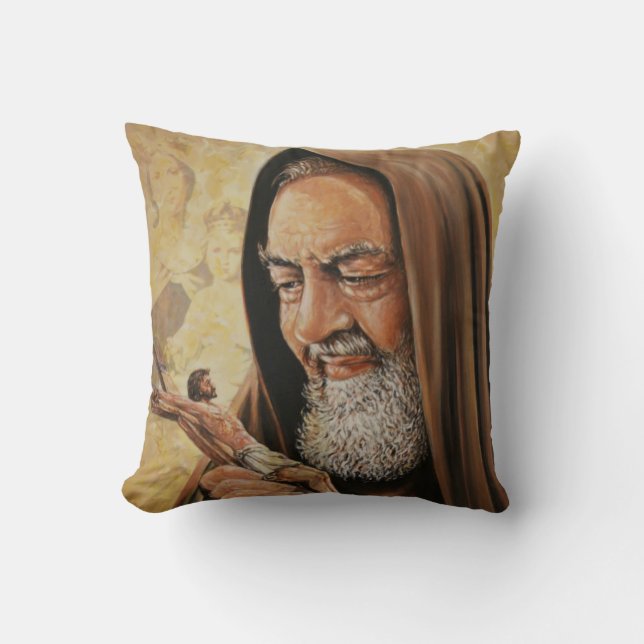 St. Padre Pio Catholic Priest Religious Throw Pillow (Front)