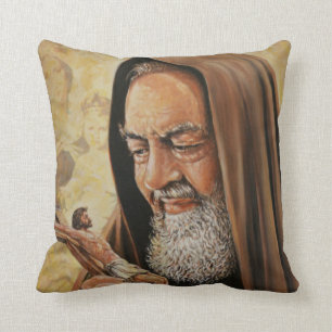 St. Padre Pio Catholic Priest Religious Throw Pillow