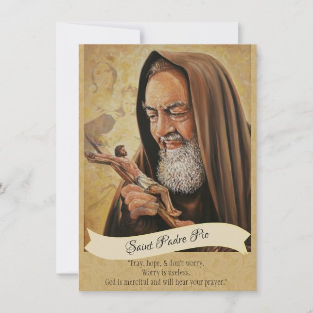 St. Padre Pio Lady Mount Carmel Prayer Holy Card (Front)