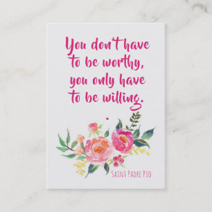 St. Padre Pio Quote with Flowers Holy Card