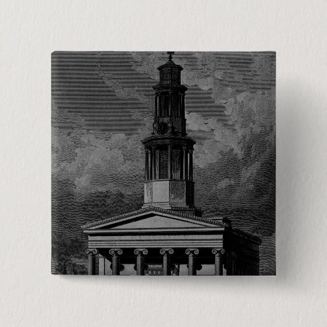St. Pancrass Church, West Front 2 Inch Square Button (Front)