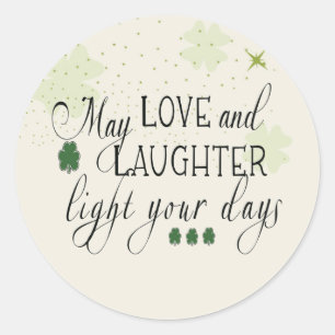 St Partick's Day Irish Blessing Green Shamrocks  Classic Round Sticker