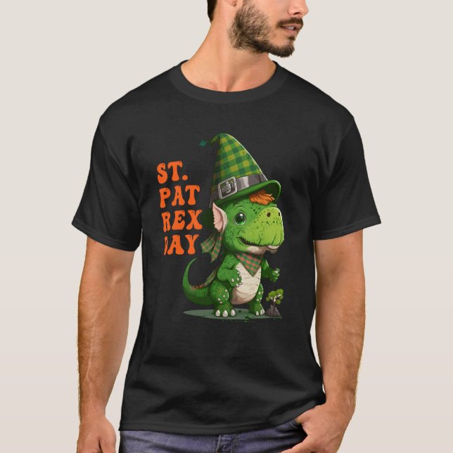 St Pat Rex Day Happy St Patricks Day Rex Leprechau T-Shirt (Front)