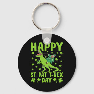 St Pat Trex Day Dinosaur Saint Patricks Day St Pat Keychain