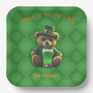 St. Patirck's Day Irish Teddy Bear Paper Plate
