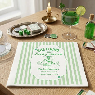St patrcik she found her lucky charm bachelorette napkin