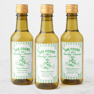 St patrcik she found her lucky charm bachelorette wine label