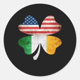 St Patrick American Flag Irish Flag Clover Classic Round Sticker