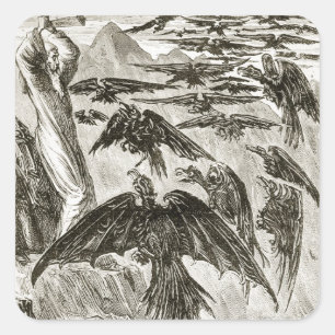 St. Patrick and the demon birds, from 'The Trias T Square Sticker