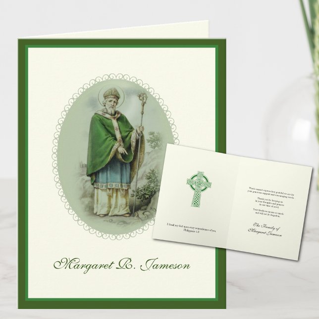 St. Patrick Catholic Irish Celtic Cross Condolence Thank You Card (Creator Uploaded)