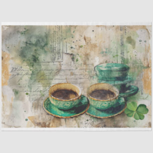St. Patrick Coffee Shamrock Vibe Collage Harmony Tissue Paper