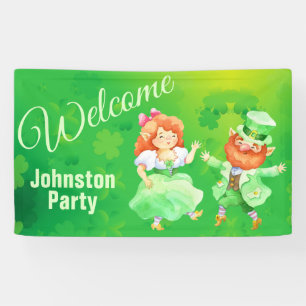 St Patrick Dancing Leprechaun Bannière de bienvenu