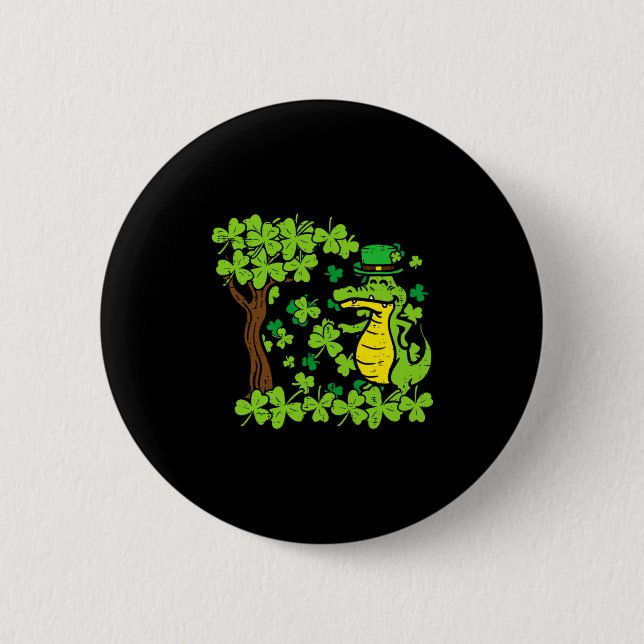 St Patrick Day Alligator Shamrock Saint Pattys Men 2 Inch Round Button (Front)