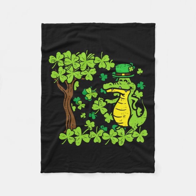 St Patrick Day Alligator Shamrock Saint Pattys Men Fleece Blanket (Front)