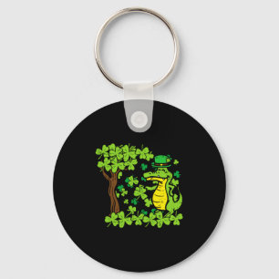 St Patrick Day Alligator Shamrock Saint Pattys Men Keychain