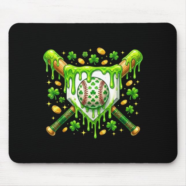 St Patrick Day Baseball Drip Ice Cream Baseball Ho Mouse Pad (Front)