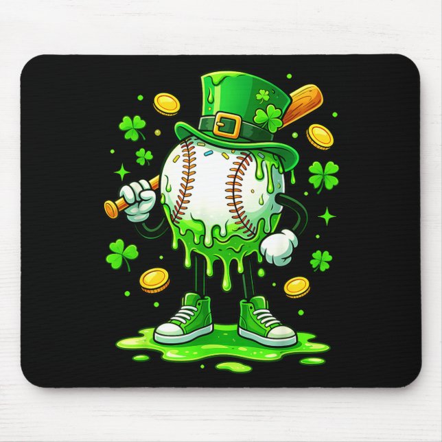 St Patrick Day Baseball Drip Ice Cream Baseball  Mouse Pad (Front)