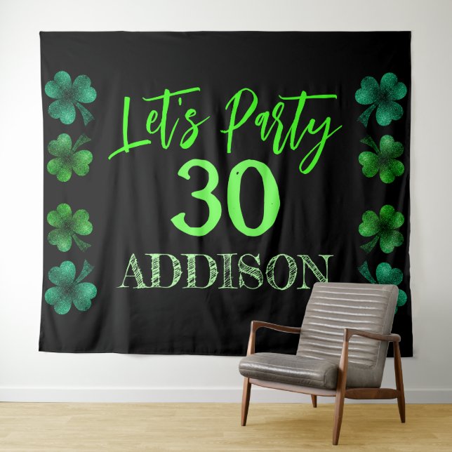 St Patrick Day Birthday Lets party backdrop Tapestry (In Situ (Horizontal))