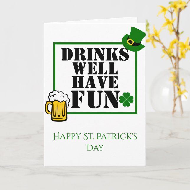 St. Patrick Day Card with Four Leaf Clover (Yellow Flower)