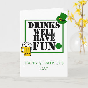 St. Patrick Day Card with Four Leaf Clover