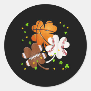 St Patrick Day Clover Football Baseball Basketball Classic Round Sticker