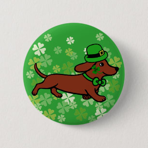 St. Patrick Day Dachshund Cartoon ７ 2 Inch Round Button