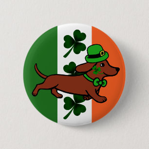 St. Patrick Day Dachshund Cartoon ７ 2 Inch Round Button