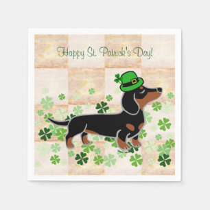 St. Patrick Day Dachshund Cartoon 5 Napkin