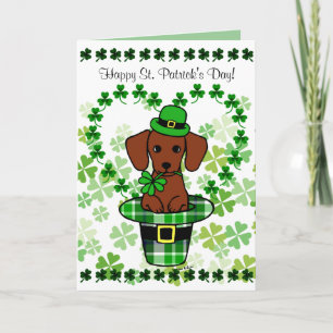 St. Patrick Day Dachshund Cartoon Card