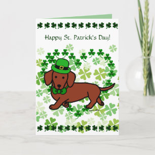 St. Patrick Day Dachshund Cartoon Card