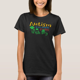 St Patrick Day Four Leaf C Leprechaun Autism Aware T-Shirt