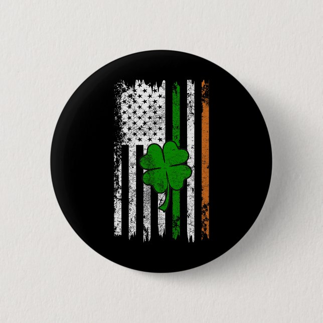 St Patrick Day Irish American Flag Retro Saint Pat 2 Inch Round Button (Front)