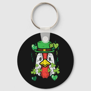St Patrick Day Irish Chicken Saint Paddys Farm Men Keychain
