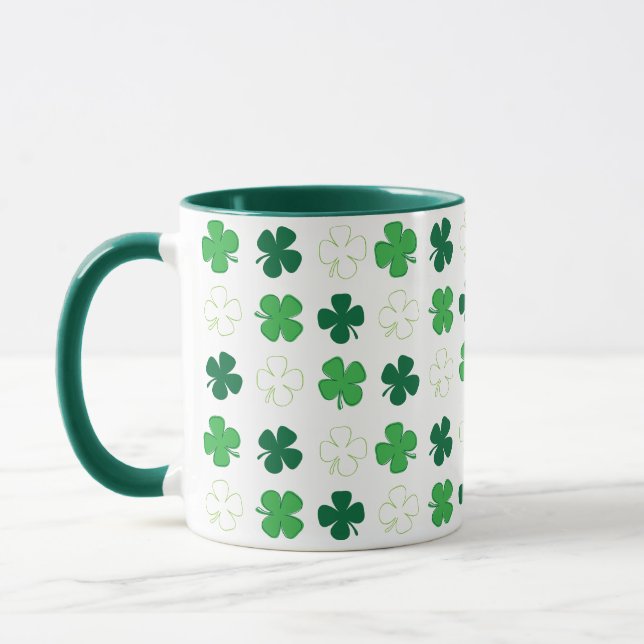 St. Patrick Day Irish Green Shamrocks Mug (Left)